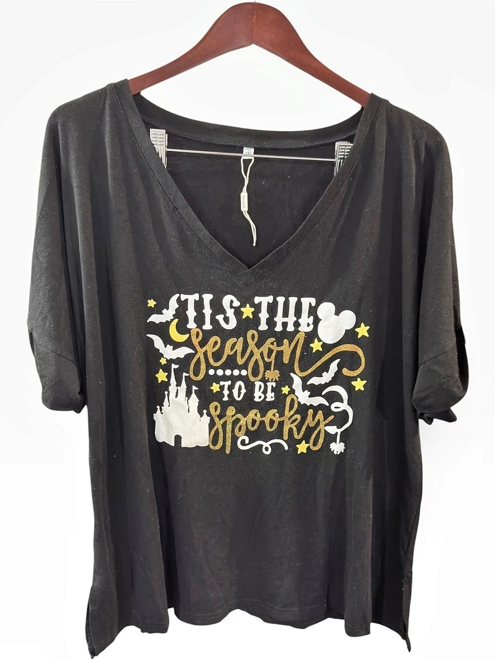 Disney Halloween V-Neck T-Shirt Tis The Season To Be Spooky